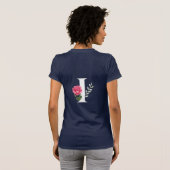 Anfangsbuchstabe I in Weiß mit rosa Rose T-Shirt (Schwarz voll)