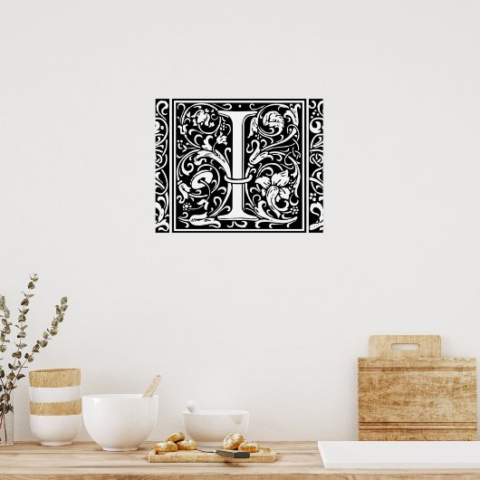 Anfangsbuchstabe I Mittelalterliches Monogramm Vin Poster (Küche)