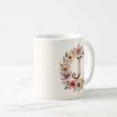 Anfangsbuchstabe J Flower Boho Blumen Tasse (VorderseiteRechts)