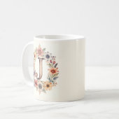 Anfangsbuchstabe J Flower Boho Blumen Tasse (Vorderseite Links)