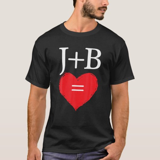 Anfangsbuchstabe J Plus B Paare Liebe Monogramm T-Shirt (Vorderseite)