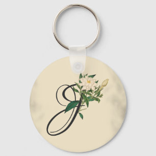 Anfangsbuchstabe J, Vintage-Jasmin-Anhänger Schlüsselanhänger