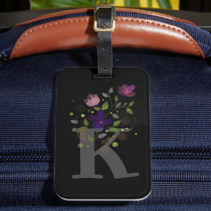 Anfangsbuchstabe K plus florales Design-Gepäckanhä Gepäckanhänger