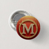 Anfangsbuchstabe M Gold Glitter Monogramm Button (Vorne & Hinten)