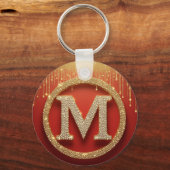 Anfangsbuchstabe M Gold Glitter Monogramm Schlüsselanhänger (Rückseite)