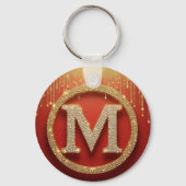 Anfangsbuchstabe M Gold Glitter Monogramm Schlüsselanhänger (Rückseite)