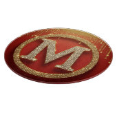 Anfangsbuchstabe M Gold Glitter Monogramm Schneidebrett (Ecke)