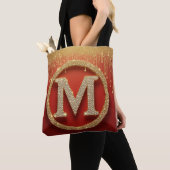 Anfangsbuchstabe M Gold Glitter Monogramm Tasche (Von Nahem)