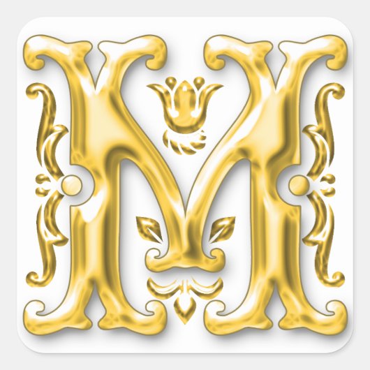 Anfangsbuchstabe M Hauptstadt Monogram Aufkleber i (Vorderseite)