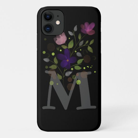 Anfangsbuchstabe M Plus Blumendesign Case-Mate iPhone Hülle (Rückseite)