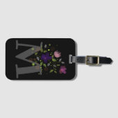 Anfangsbuchstabe M Plus Floral Design Gepäckmarke Gepäckanhänger (Vorderseite (Horizontal))