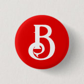 Anfangsbuchstabe Mit Monogramm Red White Classic Button (Vorderseite)