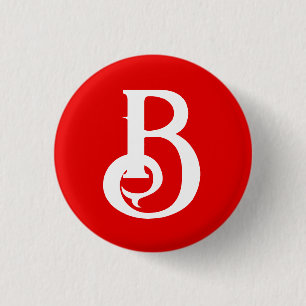 Anfangsbuchstabe Mit Monogramm Red White Classic Button