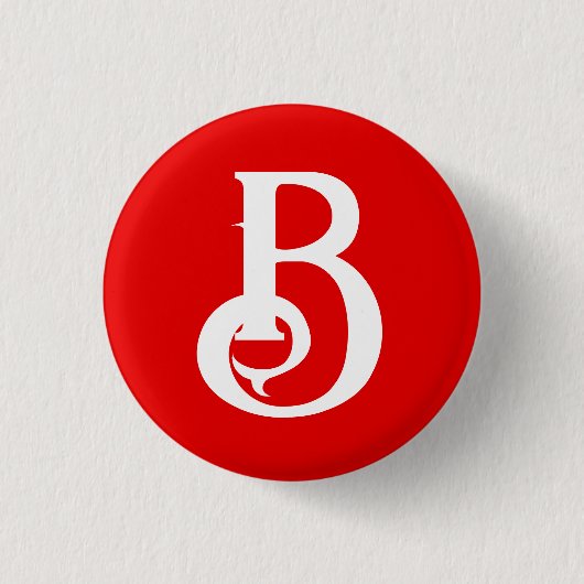 Anfangsbuchstabe Mit Monogramm Red White Classic Button (Vorderseite)