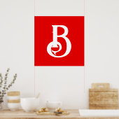 Anfangsbuchstabe Mit Monogramm Red White Classic Poster (Küche)