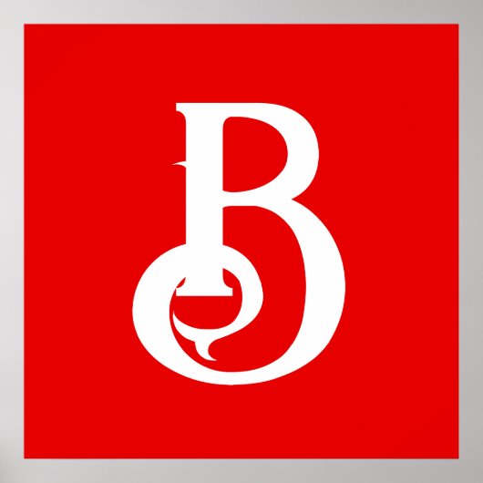 Anfangsbuchstabe Mit Monogramm Red White Classic Poster (Vorne)