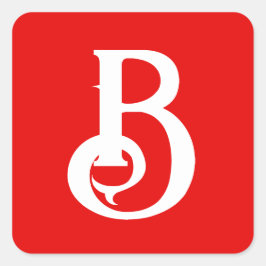 Anfangsbuchstabe Mit Monogramm Red White Classic Quadratischer Aufkleber