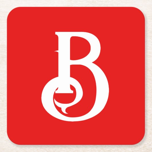 Anfangsbuchstabe Mit Monogramm Red White Classic Rechteckiger Pappuntersetzer (Vorderseite)