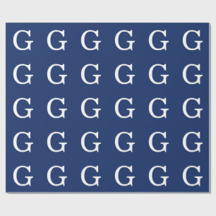 Anfangsbuchstabe Monogramm Blau Weiß Schlicht Einf Geschenkpapier
