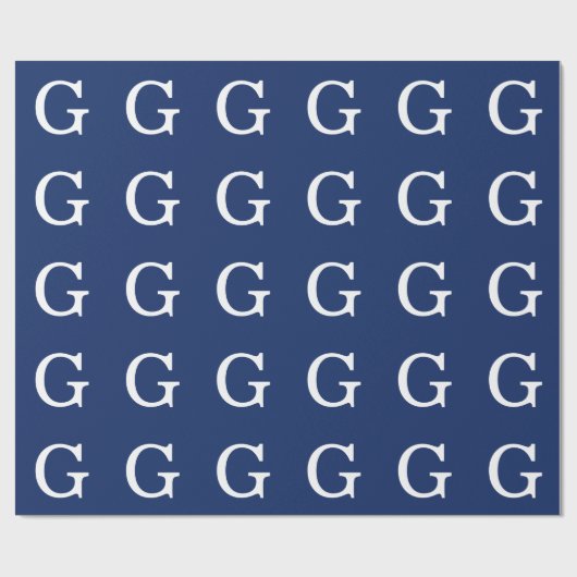 Anfangsbuchstabe Monogramm Blau Weiß Schlicht Einf Geschenkpapier (Flach)