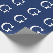 Anfangsbuchstabe Monogramm Blau Weiß Schlicht Einf Geschenkpapier (Ecke)