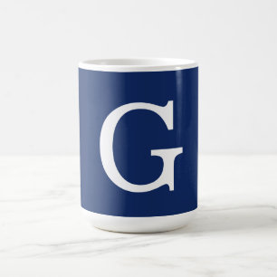 Anfangsbuchstabe Monogramm Blau Weiß Schlicht Einf Kaffeetasse