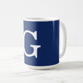 Anfangsbuchstabe Monogramm Blau Weiß Schlicht Einf Kaffeetasse (VorderseiteRechts)