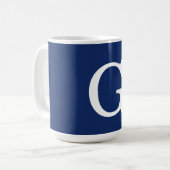 Anfangsbuchstabe Monogramm Blau Weiß Schlicht Einf Kaffeetasse (Vorderseite Links)