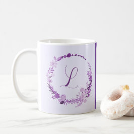 Anfangsbuchstabe Monogramm Elegant Chic Lila Flora Kaffeetasse