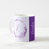 Anfangsbuchstabe Monogramm Elegant Chic Lila Flora Kaffeetasse (Vorderseite Links)