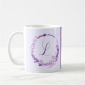 Anfangsbuchstabe Monogramm Elegant Chic Lila Flora Kaffeetasse (Links)
