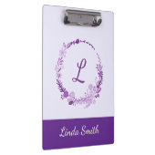 Anfangsbuchstabe Monogramm Elegant Chic Lila Flora Klemmbrett (Rechts)