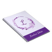 Anfangsbuchstabe Monogramm Elegant Chic Lila Flora Notizblock (Rechte Seite)