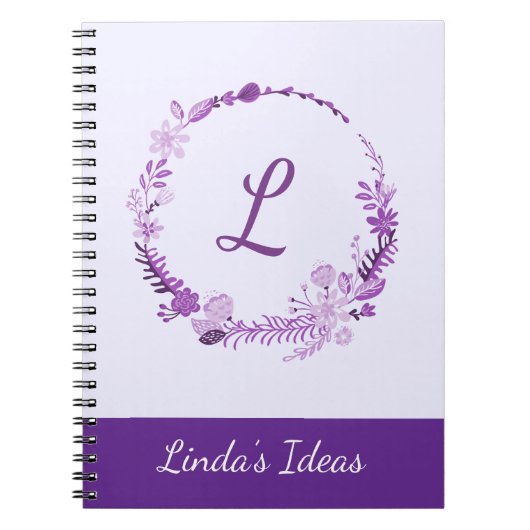 Anfangsbuchstabe Monogramm Elegant Chic Lila Flora Notizblock (Vorderseite)