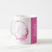 Anfangsbuchstabe Monogramm Elegant Chic Rosa Flora Kaffeetasse (Vorderseite Links)