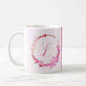 Anfangsbuchstabe Monogramm Elegant Chic Rosa Flora Kaffeetasse (Links)