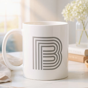 Anfangsbuchstabe Monogramm Grau Weiß Modern Stylis Zweifarbige Tasse