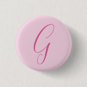 Anfangsbuchstabe Monogramm Hellrosa Schlicht Chic Button (Vorderseite)