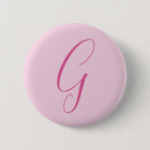 Anfangsbuchstabe Monogramm Hellrosa Schlicht Chic Button (Vorderseite)