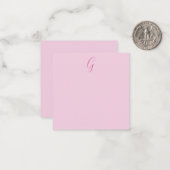 Anfangsbuchstabe Monogramm Hellrosa Schlicht Chic Mitteilungskarte (Vorderseite/Rückseite Beispiel)