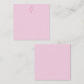 Anfangsbuchstabe Monogramm Hellrosa Schlicht Chic Mitteilungskarte (Vorne/Hinten)