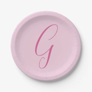 Anfangsbuchstabe Monogramm Hellrosa Schlicht Chic Pappteller