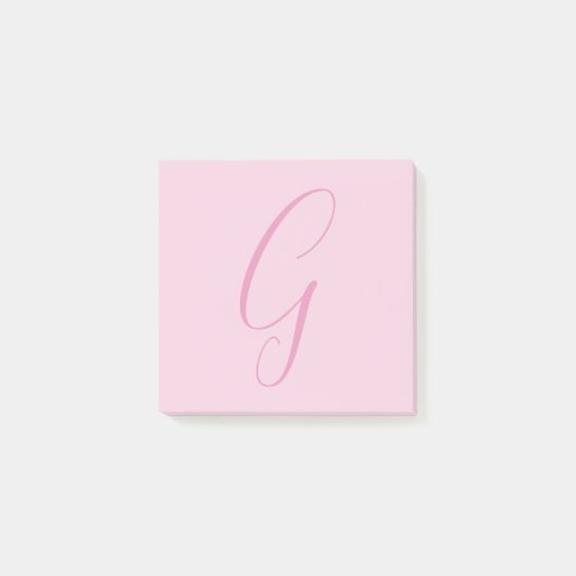 Anfangsbuchstabe Monogramm Hellrosa Schlicht Chic Post-it Klebezettel (Vorderseite)