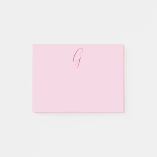 Anfangsbuchstabe Monogramm Hellrosa Schlicht Chic Post-it Klebezettel (Vorderseite)
