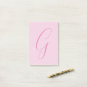 Anfangsbuchstabe Monogramm Hellrosa Schlicht Chic Post-it Klebezettel (Auf Schreibtisch)