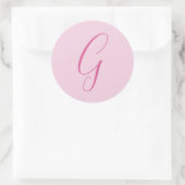 Anfangsbuchstabe Monogramm Hellrosa Schlicht Chic Runder Aufkleber (Tasche)