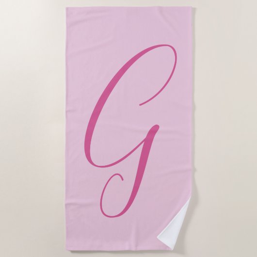 Anfangsbuchstabe Monogramm Hellrosa Schlicht Chic Strandtuch (Vorderseite)