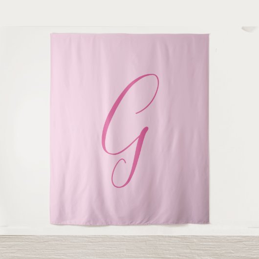 Anfangsbuchstabe Monogramm Hellrosa Schlicht Chic Wandteppich (Vorderseite)