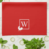 Anfangsbuchstabe Monogramm Huhn Hahn Landküche Geschirrtuch (Gefaltet)
