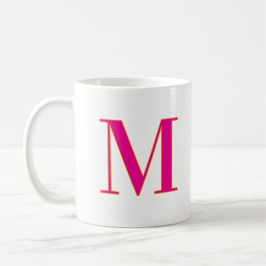 Anfangsbuchstabe Monogramm Modern Trendig Rosa Kaffeetasse (Links)
